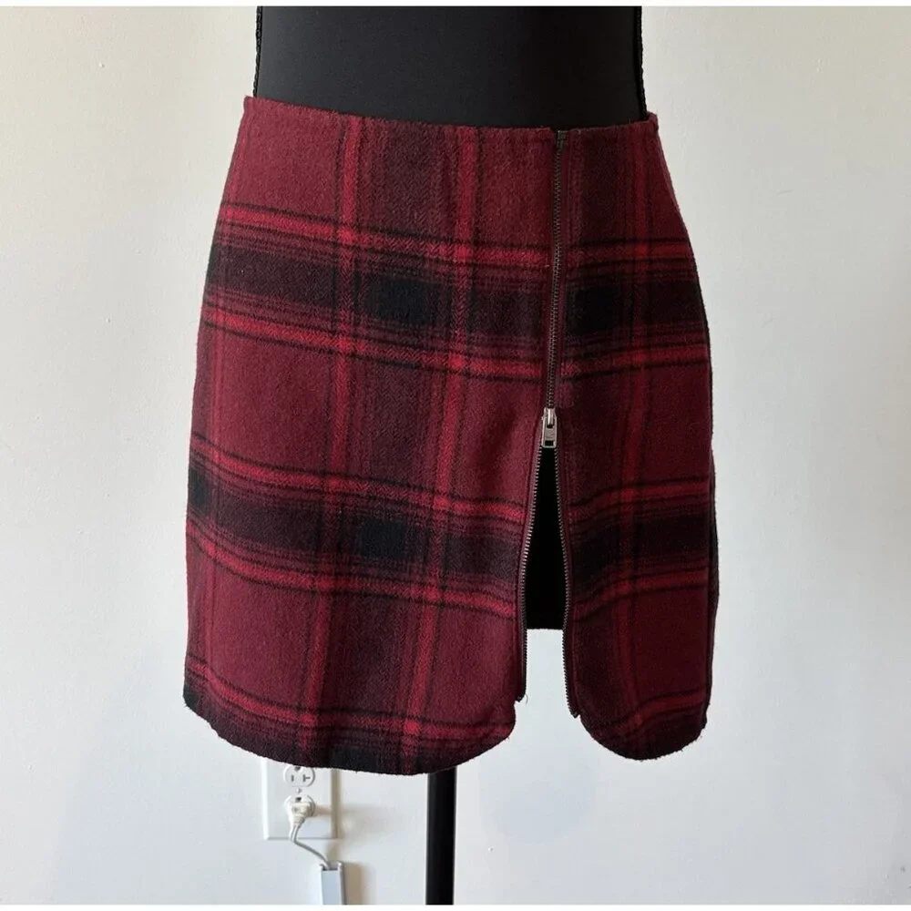 Y2K Hollister Plaid Skirt Dark Academia Grunge Size 1‎ Full Zipper Holiday Nerd